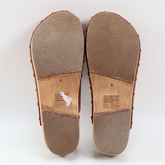 NEW Beek Mallard Mule Clogs Shearling Footbed Studded, Tan Leather, 8US MSRP$340 - Picture 7 of 11